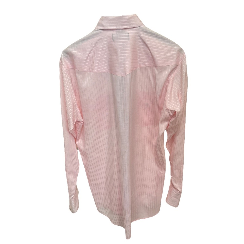 Vtg Silver Collection By Karman Mens Large Western Pink With Pearl Snap Shirt - Picture 5 of 7